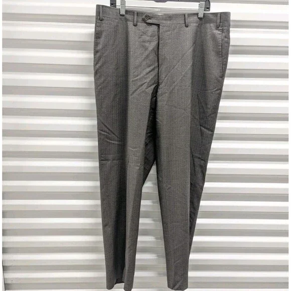 Canali Suit IT 56L 38 Grey Wool 2 Piece Windowpane Check Suit Eclectic Grandpa